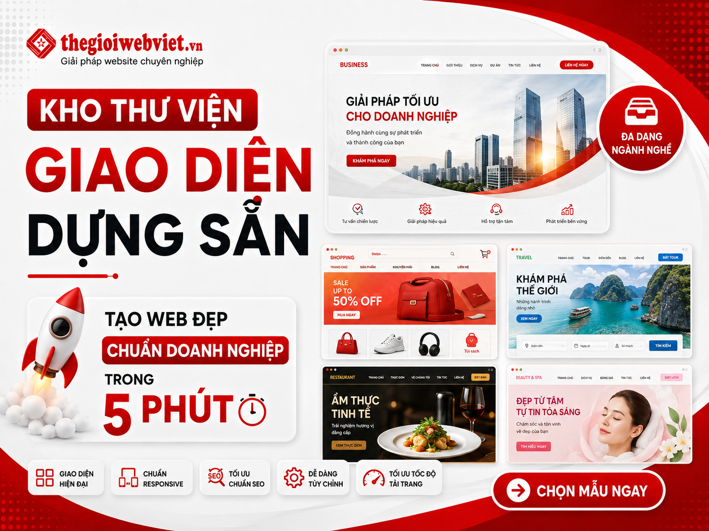 Kho thư viện giao diện dựng sẵn: Tạo Web đẹp chuẩn doanh nghiệp trong 5 phút