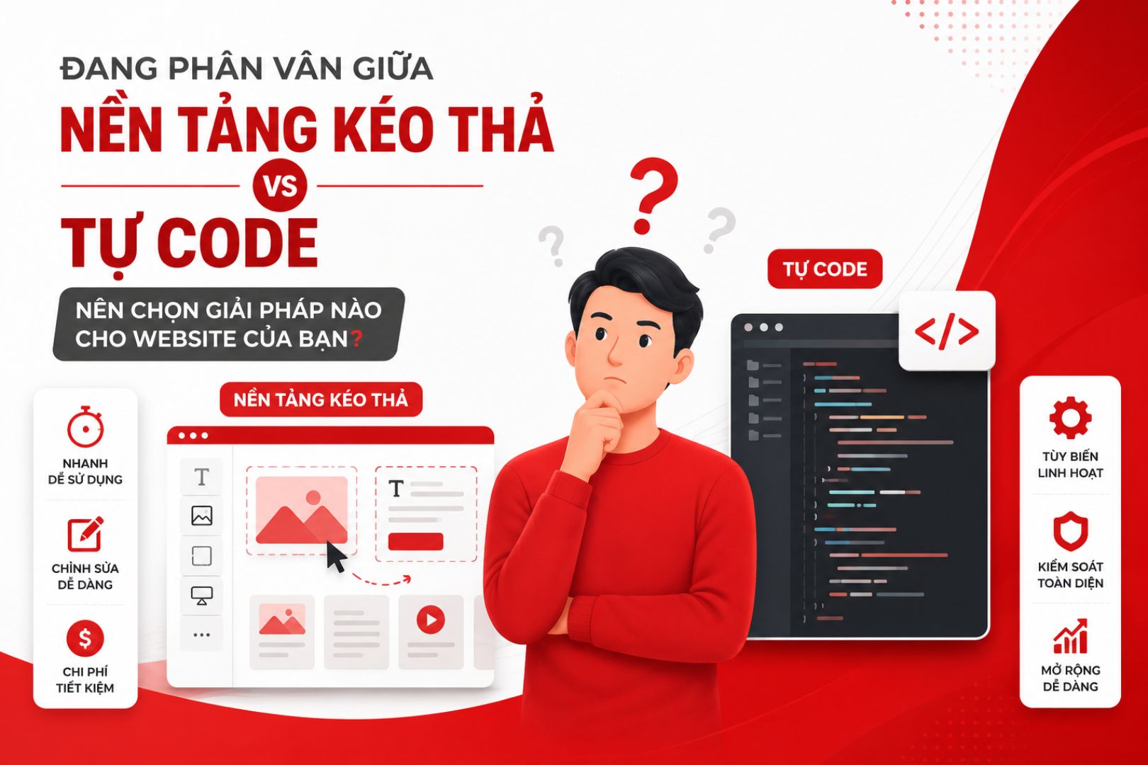 Chọn nền tảng kéo thả hay tự viết code?