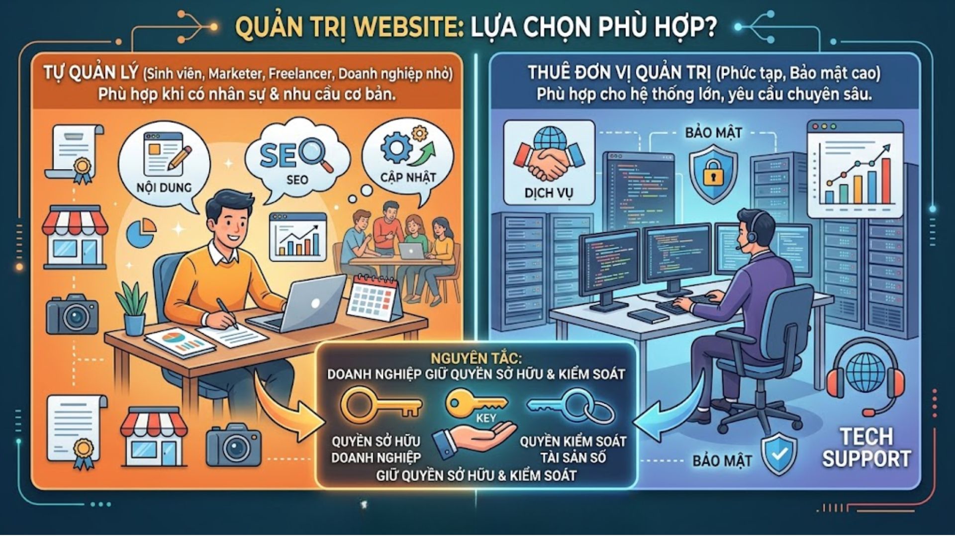 Tự Quản Lý Website Hay Thuê Đơn Vị Quản Trị