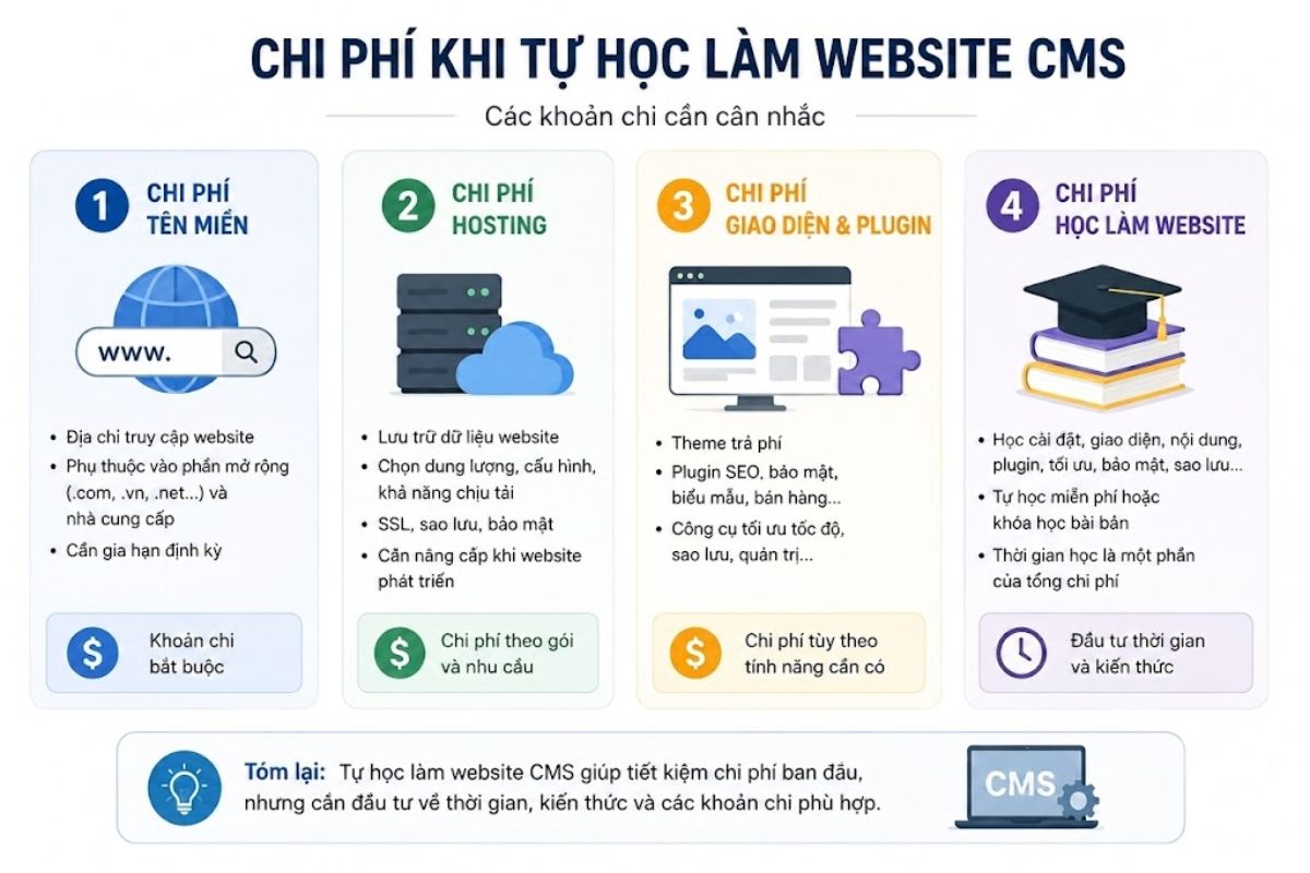 Chi phí khi tự học làm website